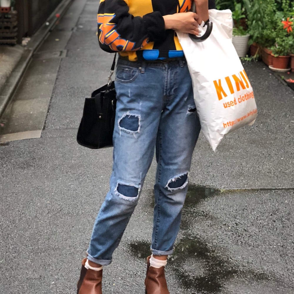 pacsun patched boyfriend jeans